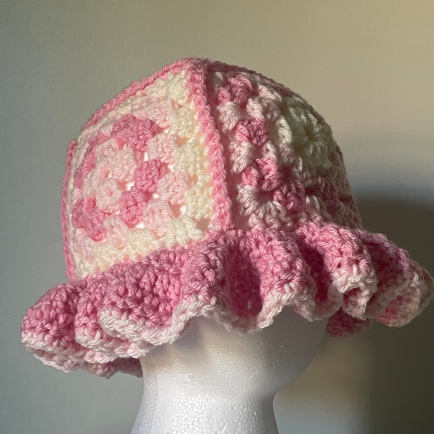 Pink Granny Square Bucket Hat