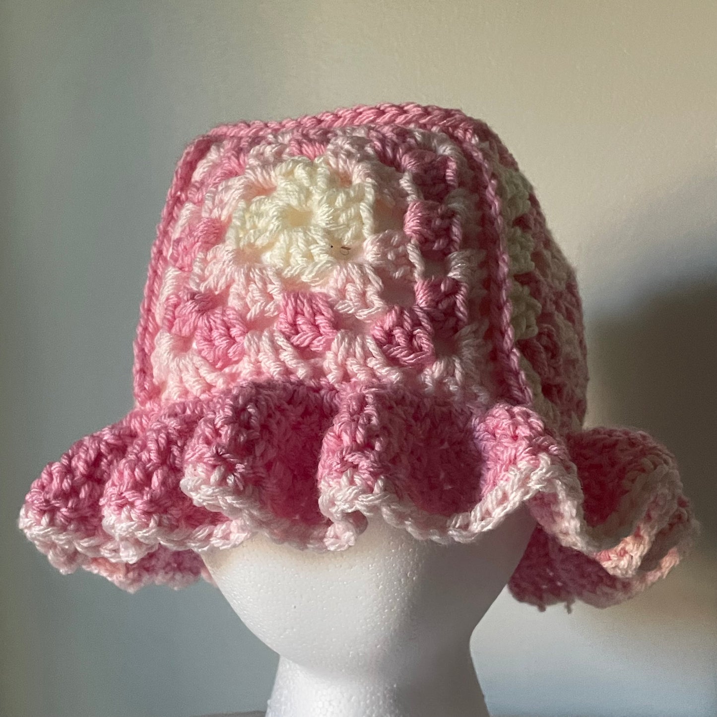 Pink Granny Square Bucket Hat