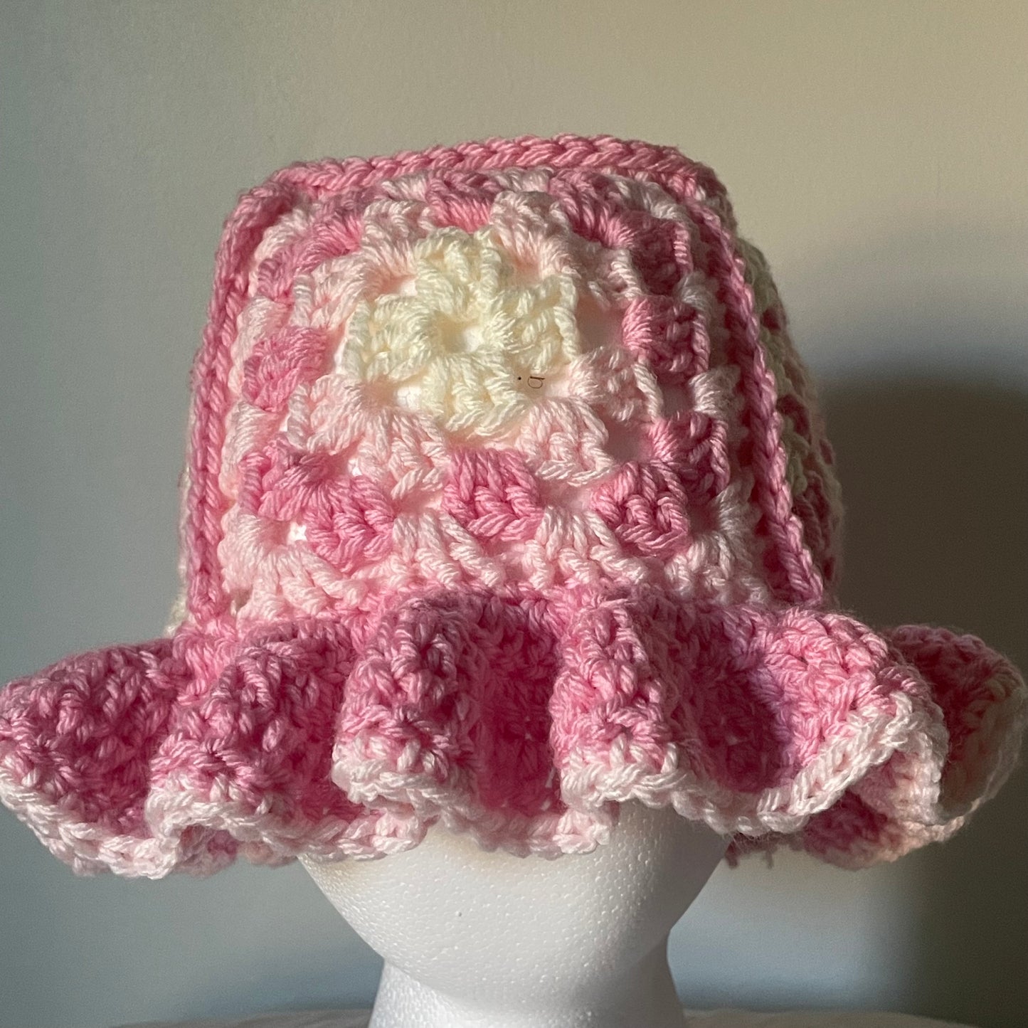 Pink Granny Square Bucket Hat