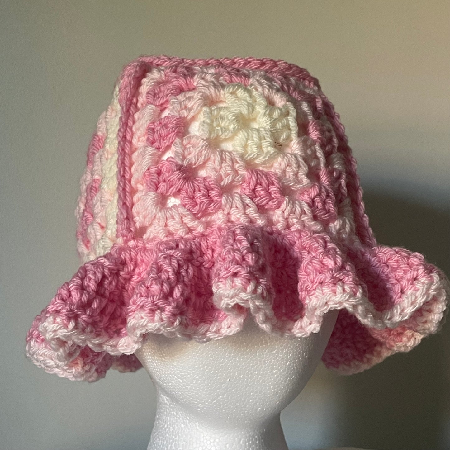 Pink Granny Square Bucket Hat