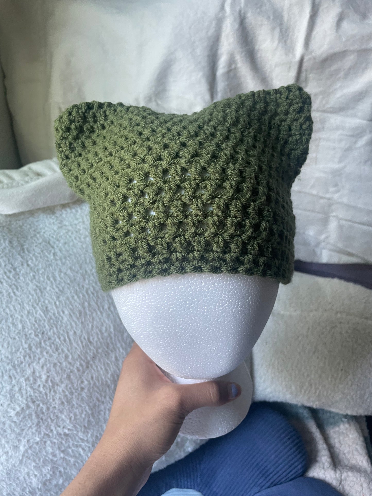 Sage Green Cat Ear Beanie