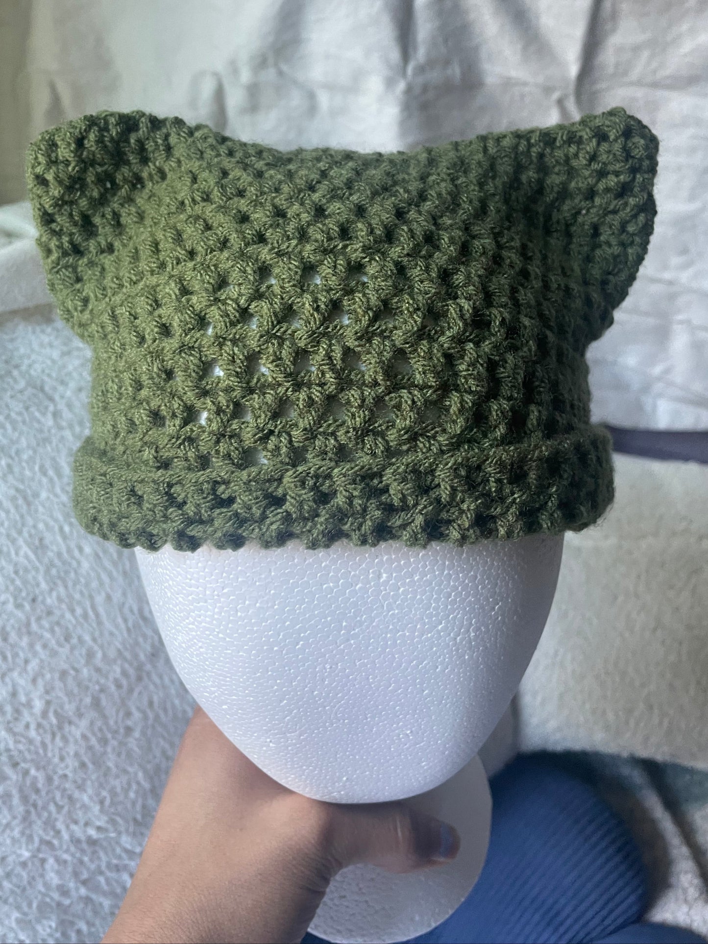 Sage Green Cat Ear Beanie