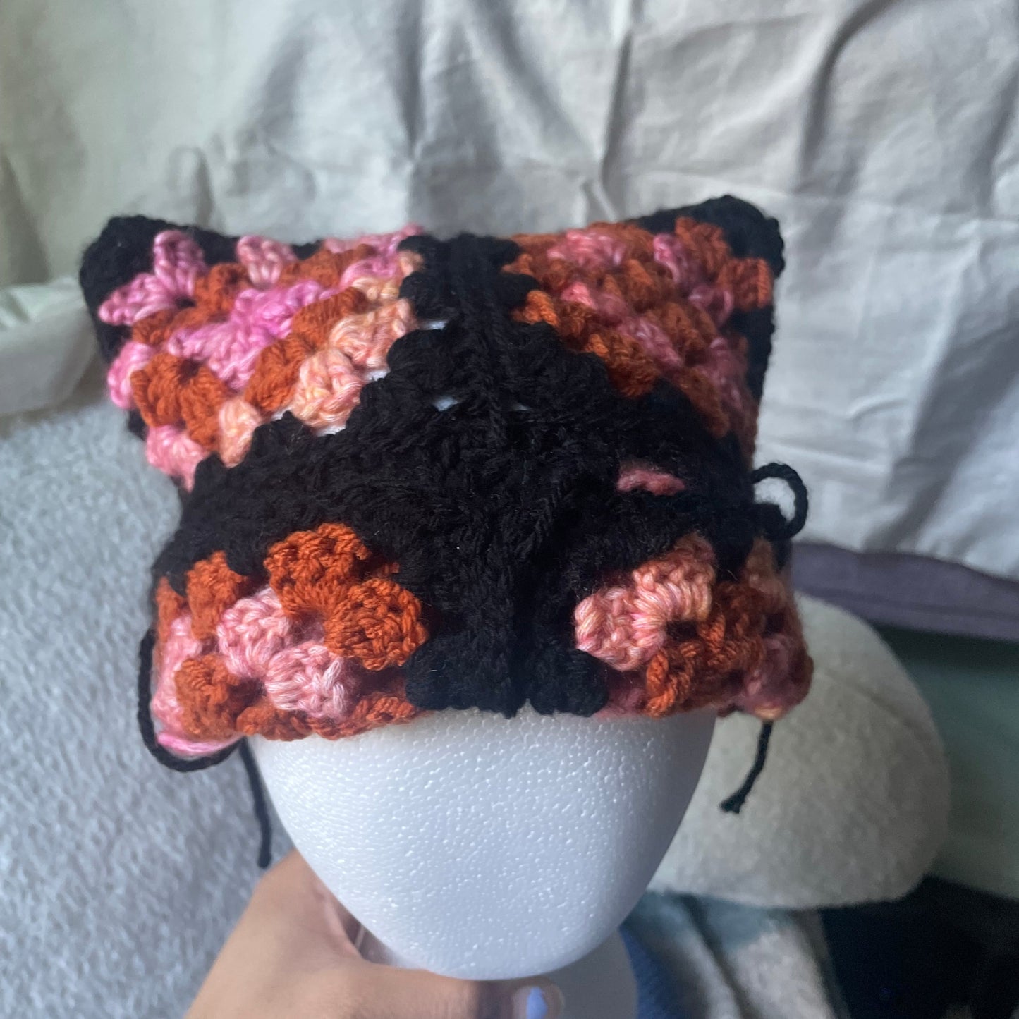 Granny Square Cat Ear Beanie