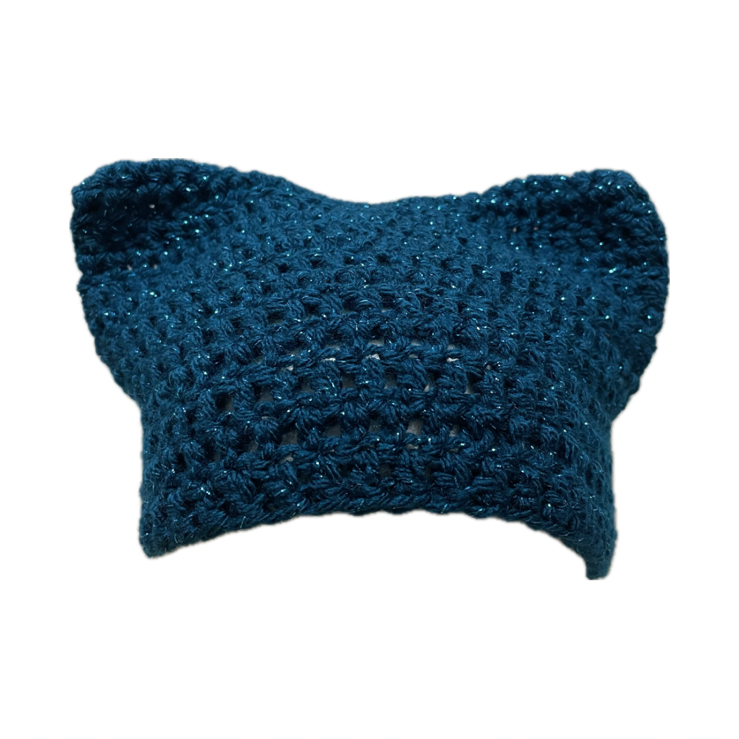 Teal Sparkle Cat Beanie