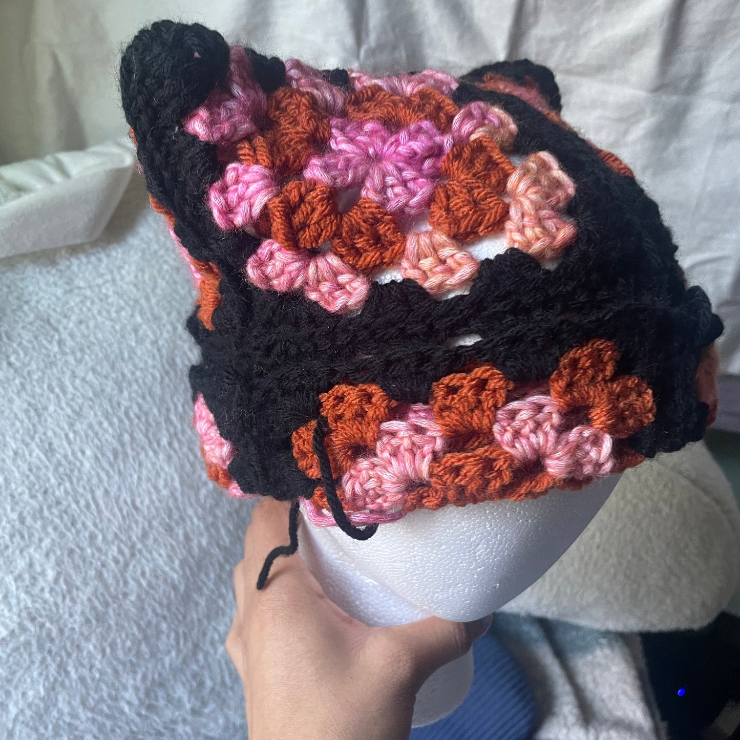 Granny Square Cat Ear Beanie